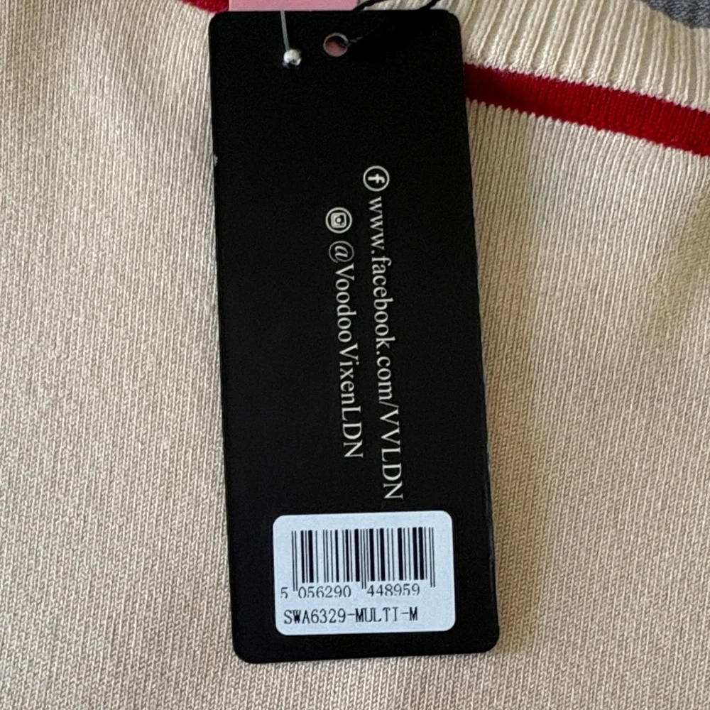 Voodoo Vixen Cream Sweater with Red Heart and Arrows - Picture 8 of 8